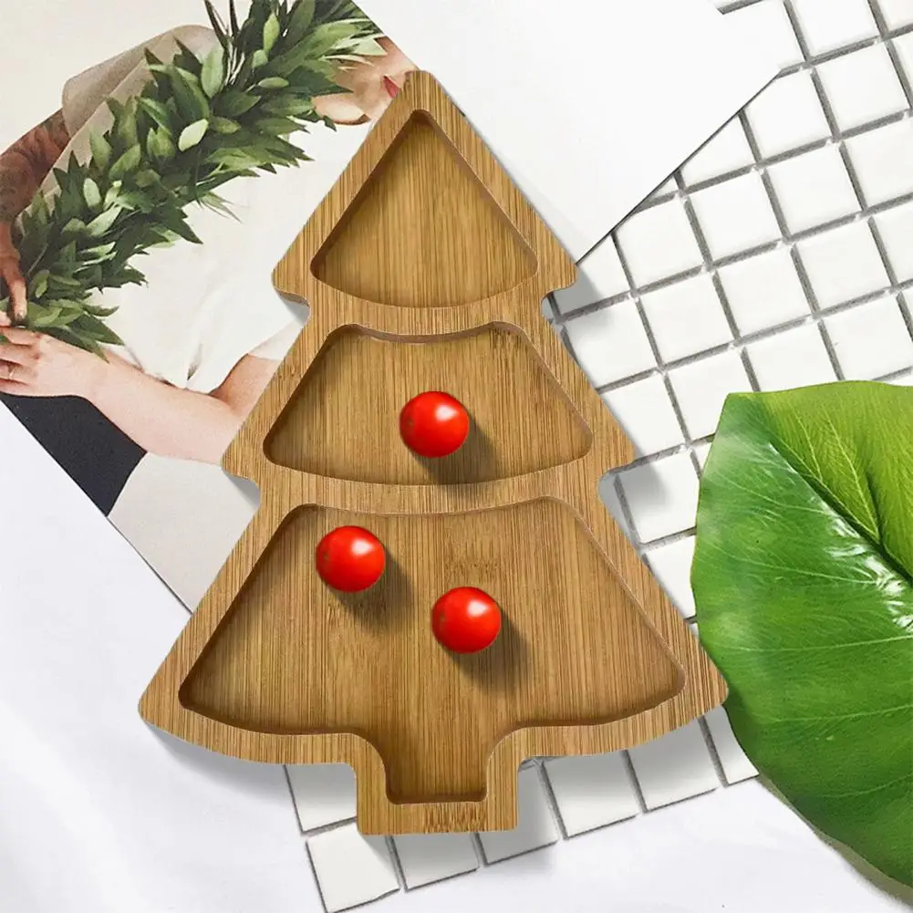 Christmas Tree Shape Tray Christmas Tree Shaped Wooden Charcuterie Tray Dessert Board for Parties Safe Easy to Clean for Events