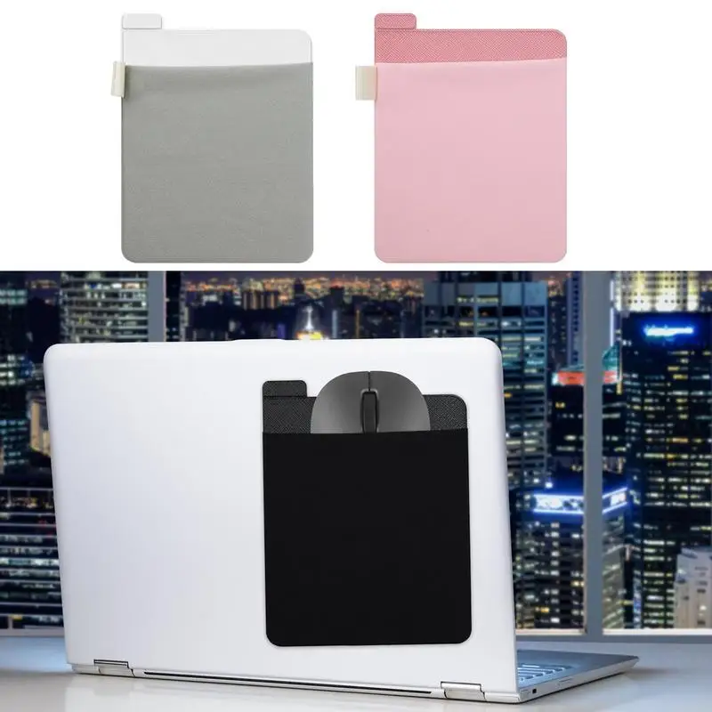 Laptop Storage Bag External Hard Drive Holder Adhesive Reusable Organizer Computer Tablet Accessories for Mouse Cables Battery