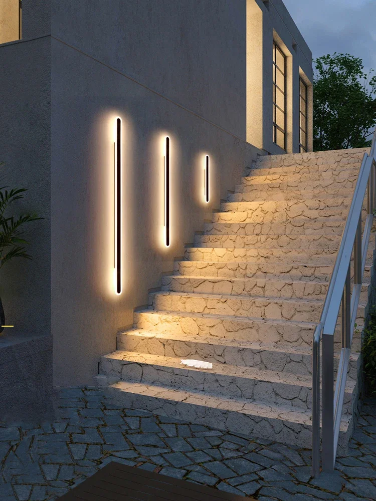 Applique murale LED longue bande en aluminium, imperméable conforme à la norme IP65, éclairage d'extérieur, lumière blanche chaude, idéal pour un jardin, une véranda, 110/220/24V