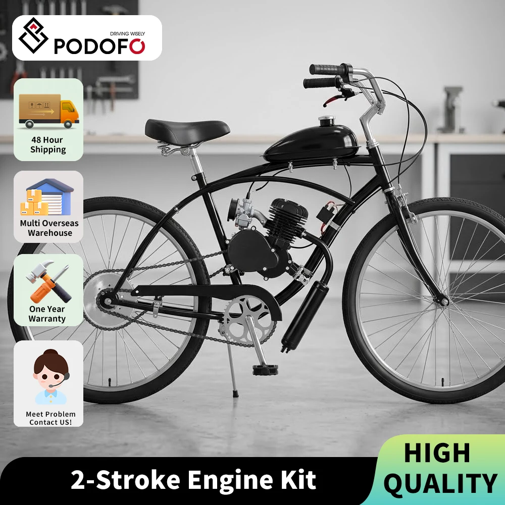 Podofo 110cc Bicycle Engine Kit 2-Stroke Bicycle Gasoline Engine Motor Kit For DIY Electric Motorized Bicycle MTB Bike Engine Motor Set Powered