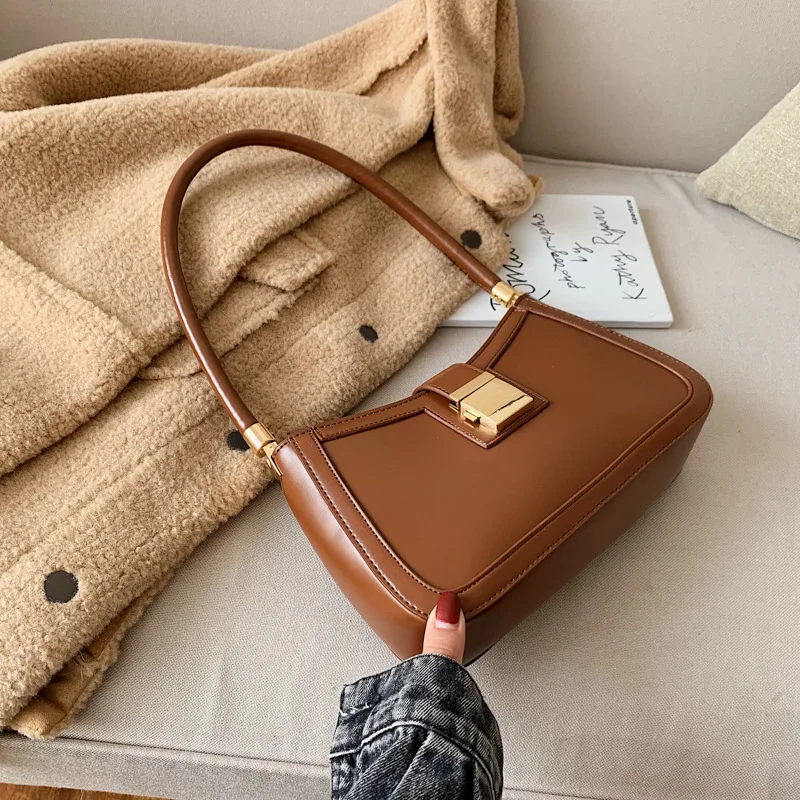 

Women Pu Leather Shoulder Tote Bag 2025 New Large Capacity Vintage Female Underarm Bag High Quality Designer Fashion Handbag