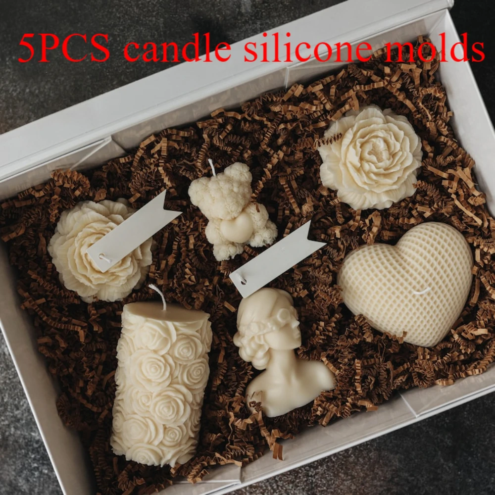 

Колонка розы, плюшевый мишка, свеча, силиконовая форма для девочек, форма для соевой воды в форме сердца, роскошный подарочный набор для ароматерапии, сделай сам, смола, керамический свадебный декор