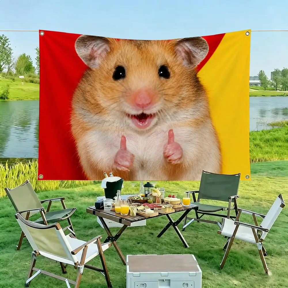 Hamster Funny Meme Flags Hanging Flag Banner Home Outdoor Camping Picnic Party Decoration Fashion Best Selling Wall Art Decor