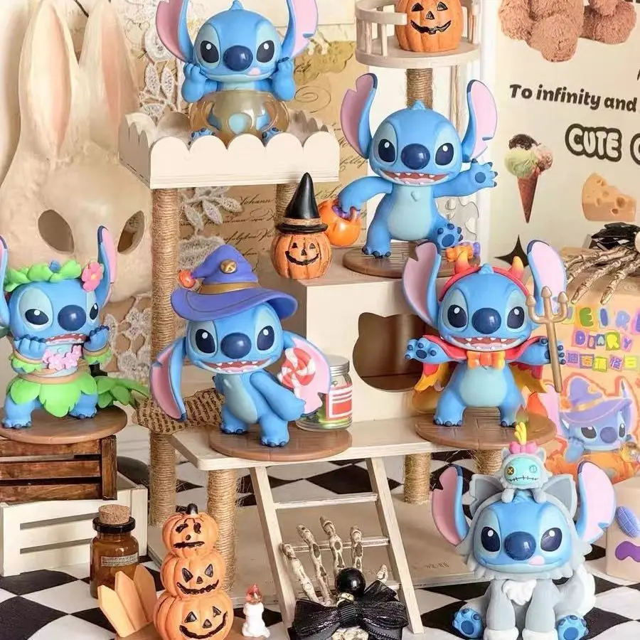 Disney-Stitch Bizarre Diário Série Boneca, Halloween Blind Box, Handmade, Desktop, Decoração de Carro, Ornamento, Coleção Boneca, Presentes