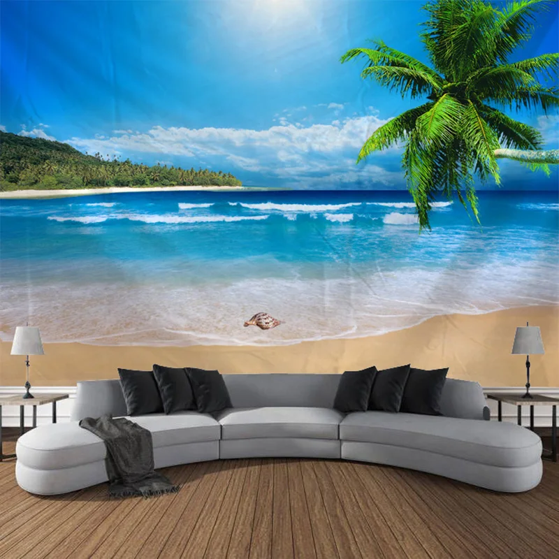 Beach and sunset landscape tapestry Wall hanging Bohemian printed cloth tapestry Home wall decoration Bedroom decoration