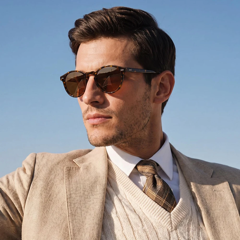 GFUIARA Retro polarisierte Sonnenbrille für Männer und Frauen, klassischer Nietenrahmen, modische Sonnenbrille zum Fahren, UV400 – Detail 6