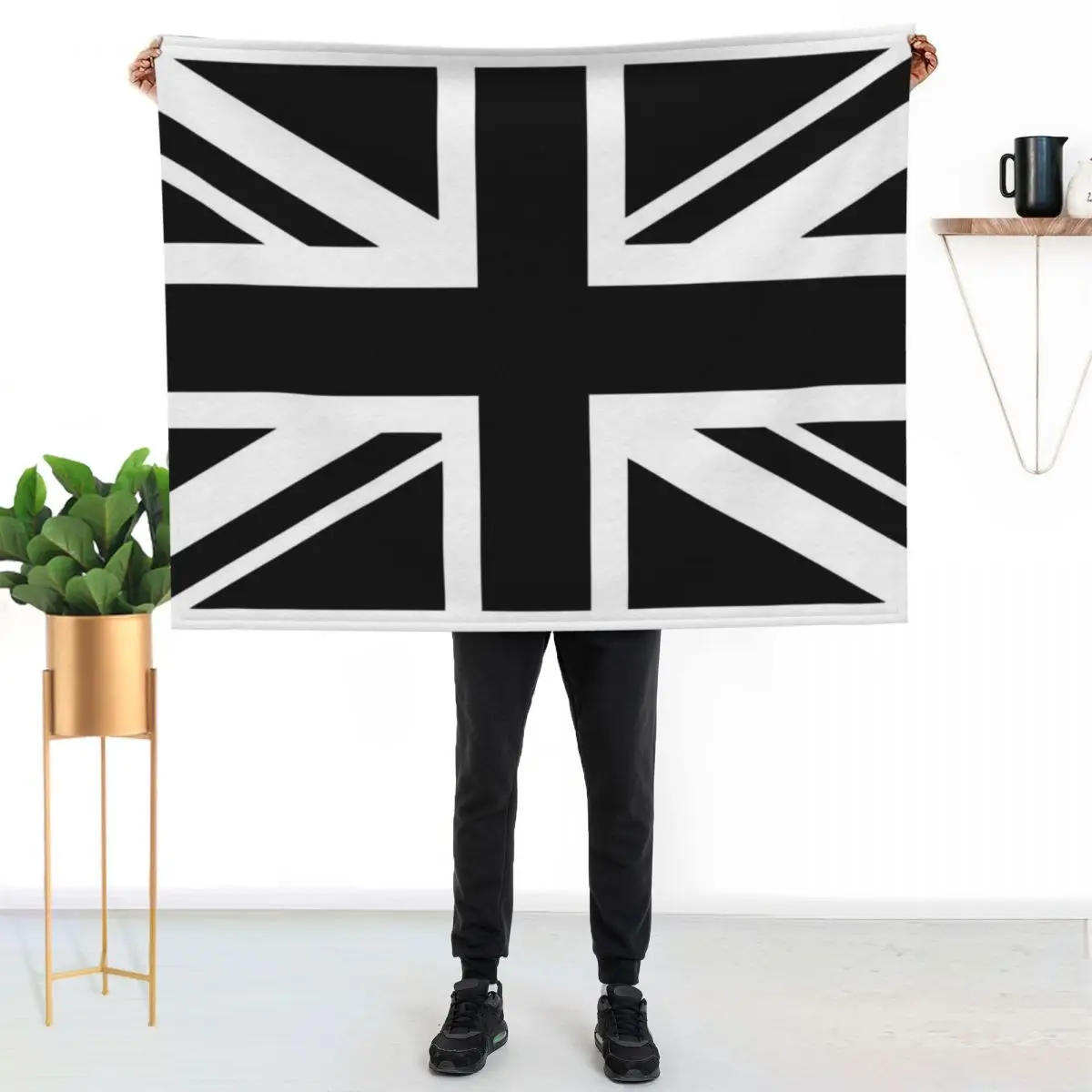 UNION JACK BLK/WHT Throw Blanket Decorative Sofas blankets ands for winter Luxury Designer Flannel Fabric bed plaid Blankets
