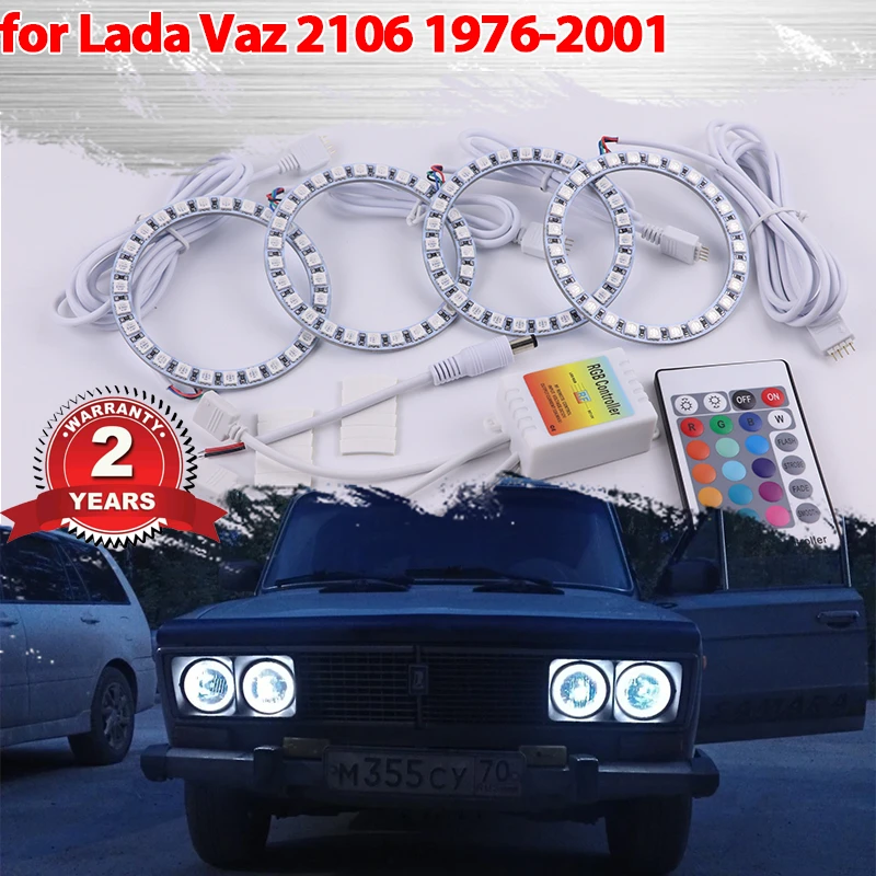 

RGB multi-color Remote Control LED Angel Eyes Bulb Halo Ring Lamp DRL Styling Light for Lada Vaz 2106 1976-2001 Accessories