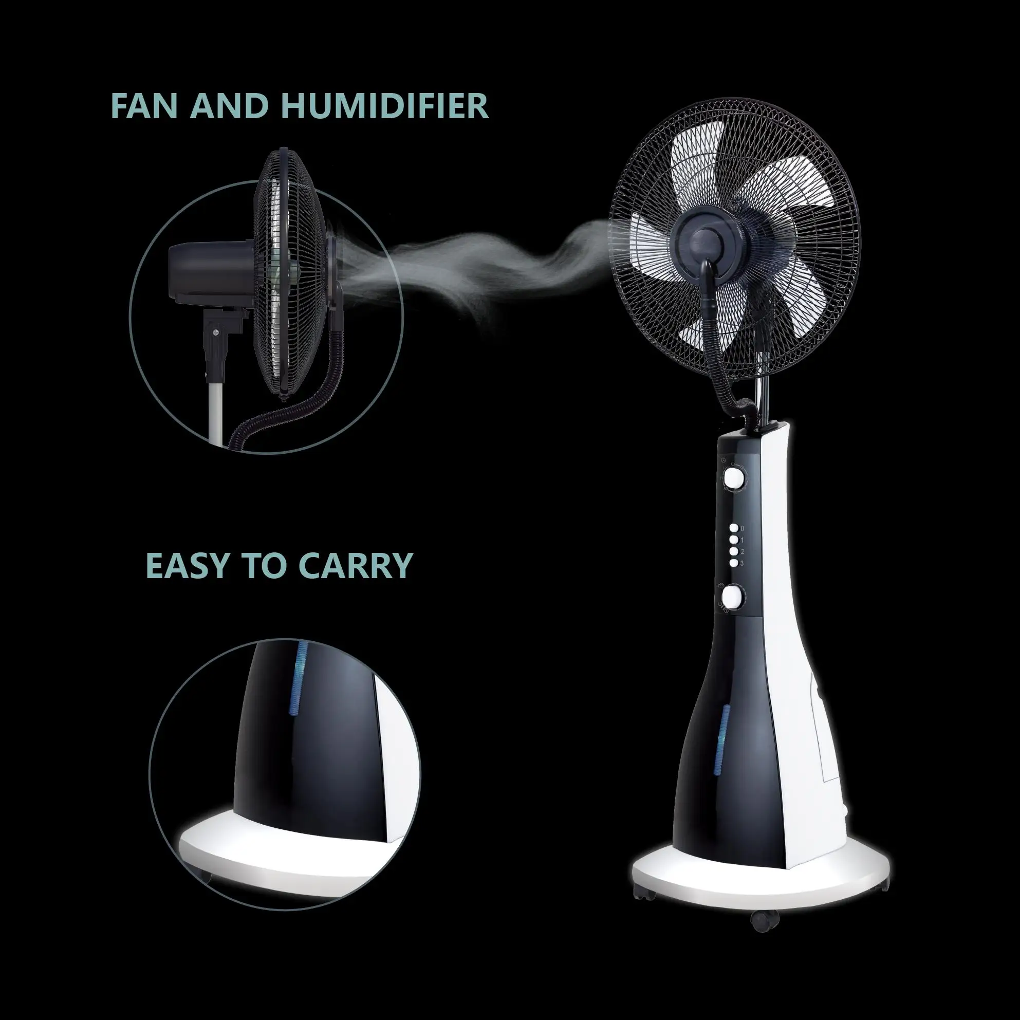 16" Inch Fashion Modern Ventilador Humidifier 2 In1 Function Floor Stand Cooler Water Spray Fan with Mist