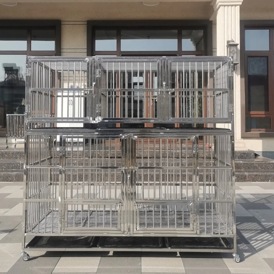 Stainless steel assembled dog cage thickened square tube dog cage laser full welding multi-layer combined dog cage.