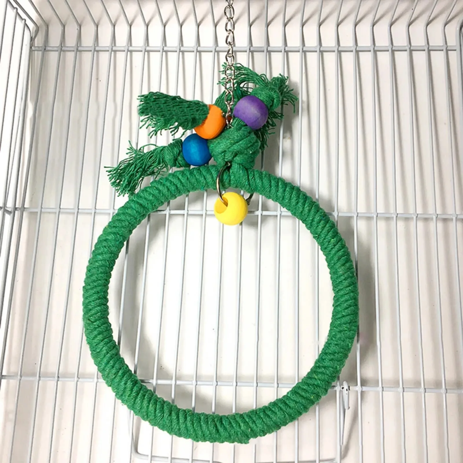 Pet Parrot Birds Cage Toy Cotton Rope Circle Ring Stand Chewing Bite Hanging Swing Climbing Play Toys for African Gray Parrot