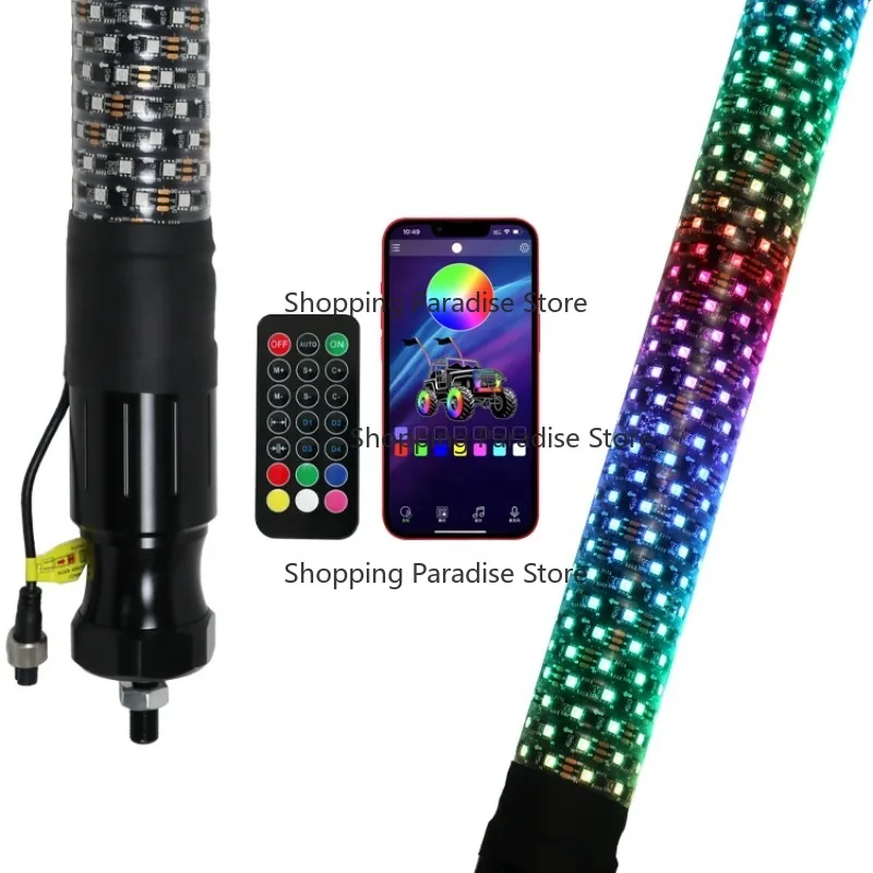 

Light Emitting Diode Whip Light, Dancing and Remote Music, Brake Reverse, via App, 2 in, 3 in Diameter, 2.2 in