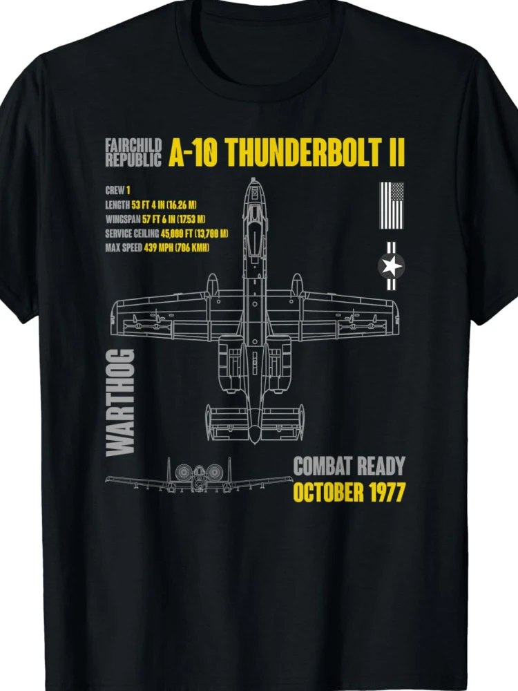 Military Aircraft A-10 Thunderbolt II Warthog USAF Men T-Shirt Short Sleeve Casual 10% Cotton T Shirt