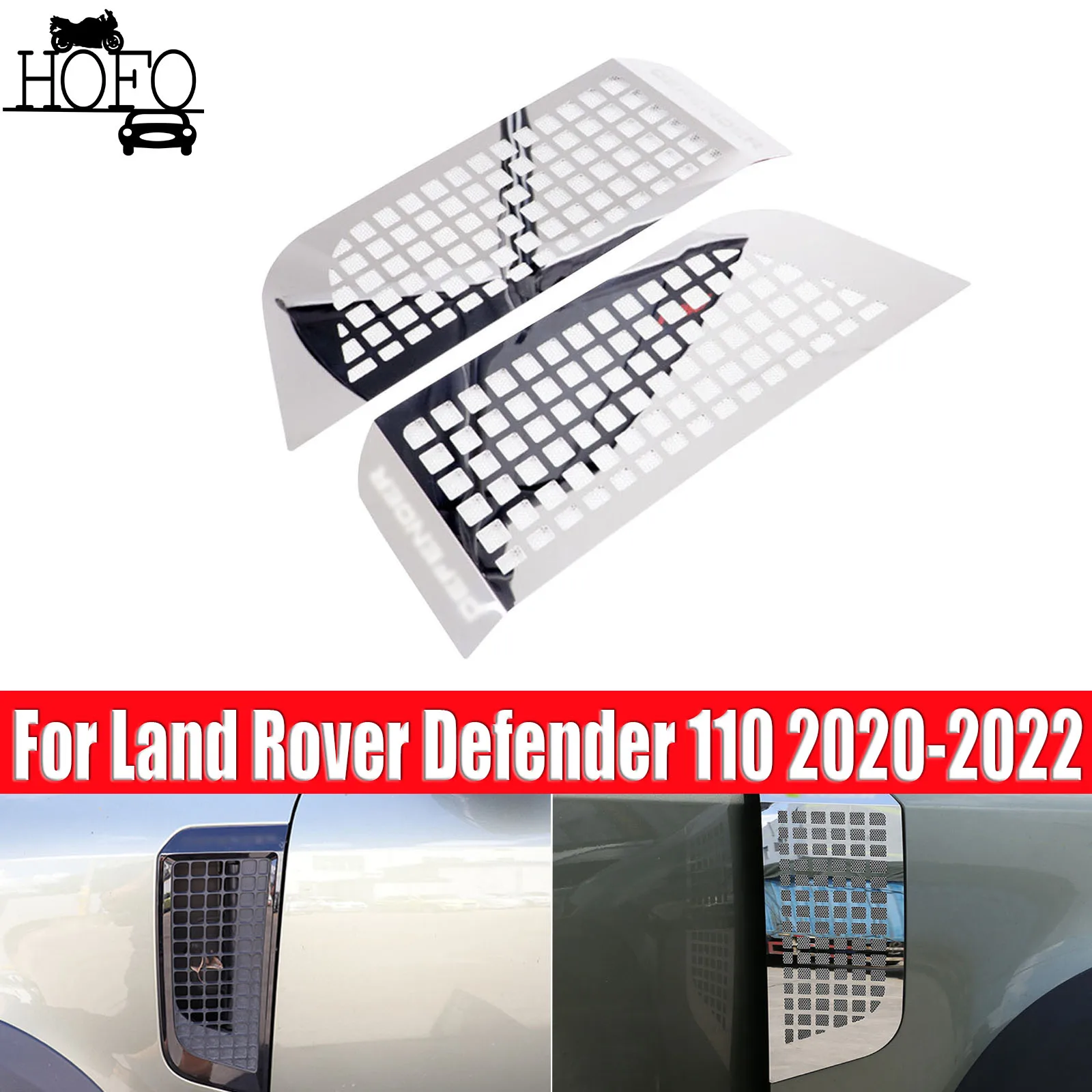 

For Land Rover Defender 90 110 2020-22 Chrome Front Fender Side Vent Cover Trim