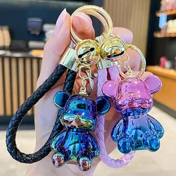 Colorful violent bear doll cartoon keychain women's exquisite high-end pendant car key chain schoolbag small pendant
