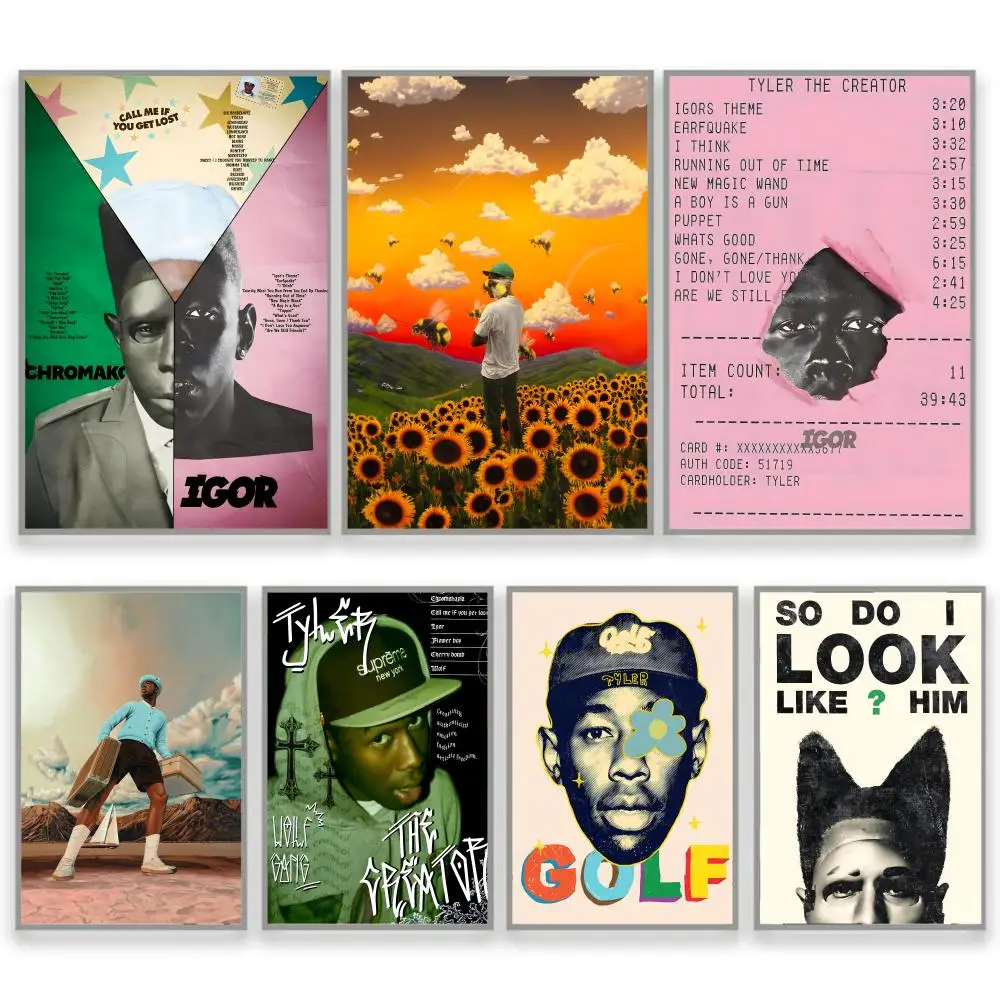 ملصق أنيق لمغني الراب T-Tyler The Creator ملصق مثالي فني ذاتي اللصق مصمم لمساحات مكتب الطعام المنزلية المتينة #1