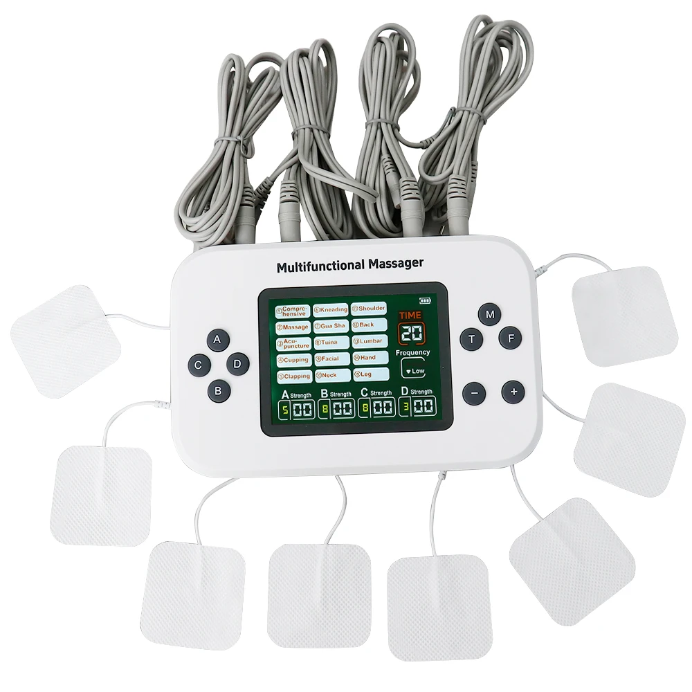 4 Outputs Electric TENS Full Body Massager Digital Frequency EMS Muscle Stimulator Pulse Relaxation Acupuncture Massage Machine