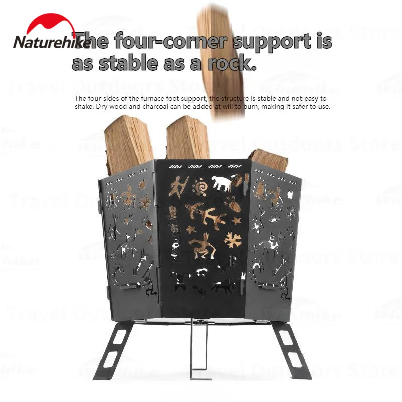

Naturehike Folding Wood Burning Stove Winter Heating Picnic Kitchenware Stove Outdoor Camping Portable Stove with Baking Net
