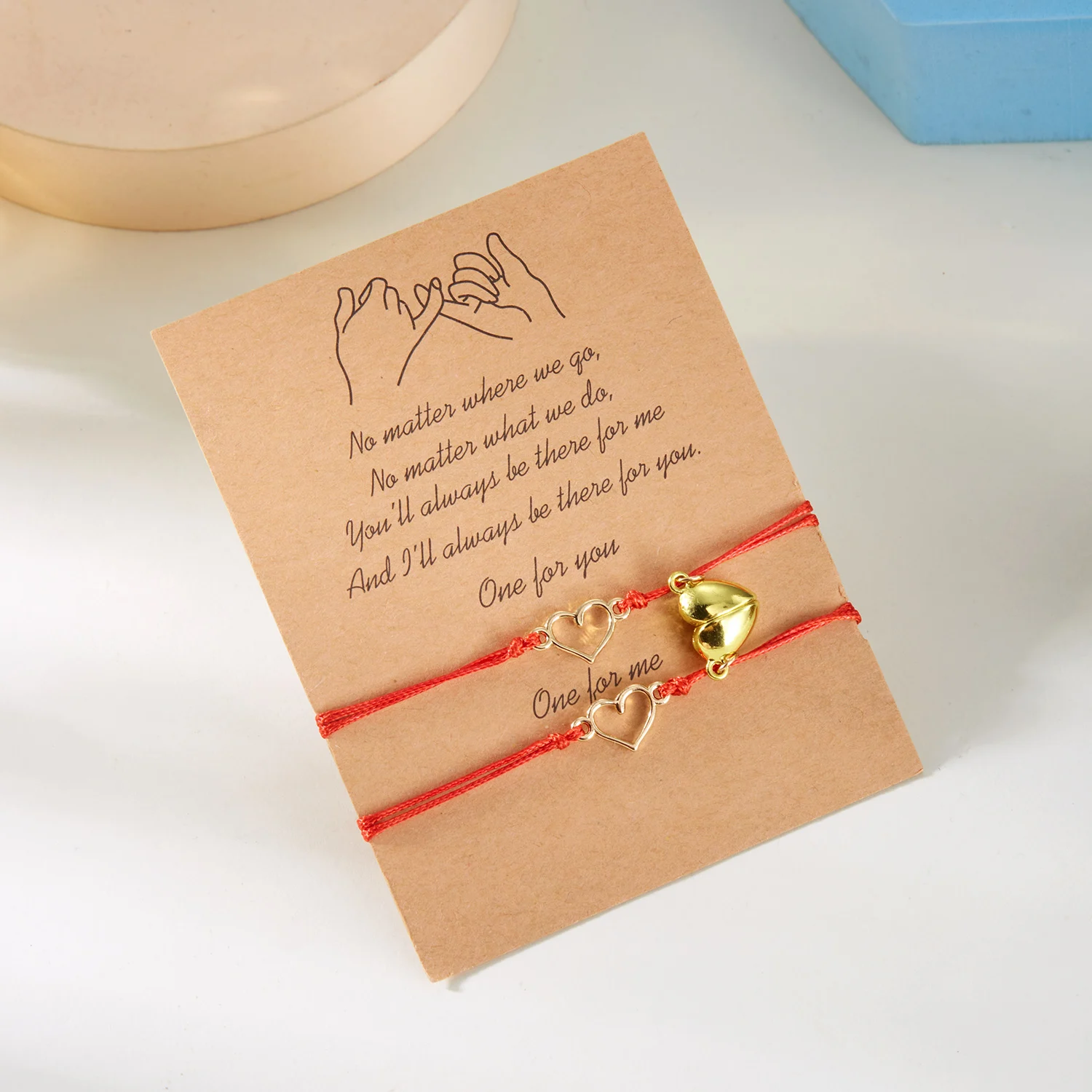 أزياء الحب القلب المغناطيسي مطابقة أساور للأزواج للنساء الرجال محظوظ الأحمر قابل للتعديل حبل سلسلة سوار مجوهرات الصداقة