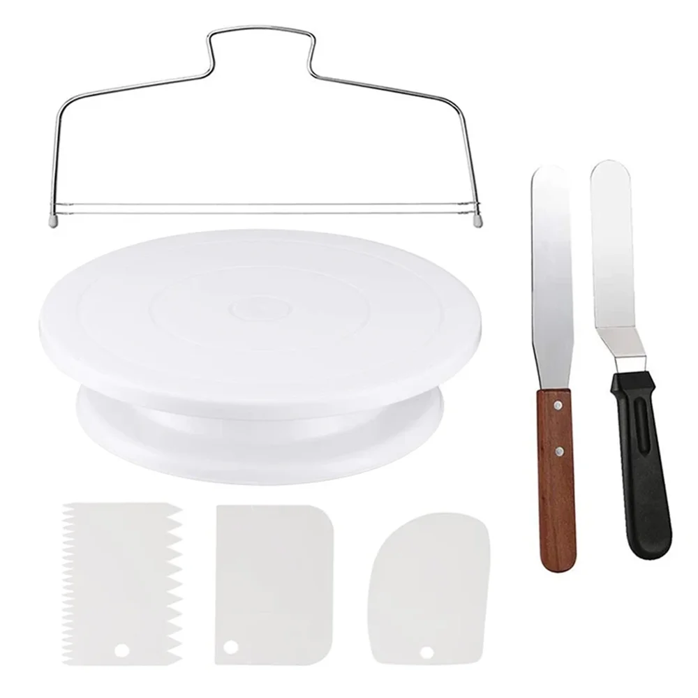 Cake Making Tools Kit For Decorating Include Plastic Rotating Cake Turntable Icing Smoother/Spatula Cakes Leveler Baking Tools