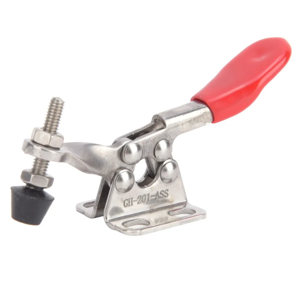 2 PCS GH-201-ASS Toggle Clamp 27KG Holding Capacity ​Horizontal Hold Down Toggle Clamp Heavy Duty Anti slip Rubber Pressure Tip