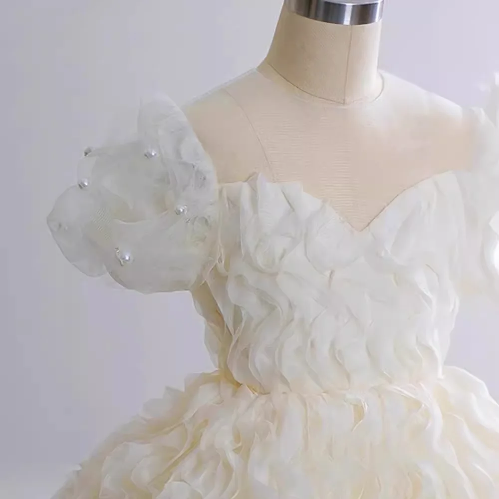 Robe de princesse bouffante en tulle pour filles, robe de demoiselle d'honneur Eid, robe de mariée élégante, premier anniversaire, nouveau