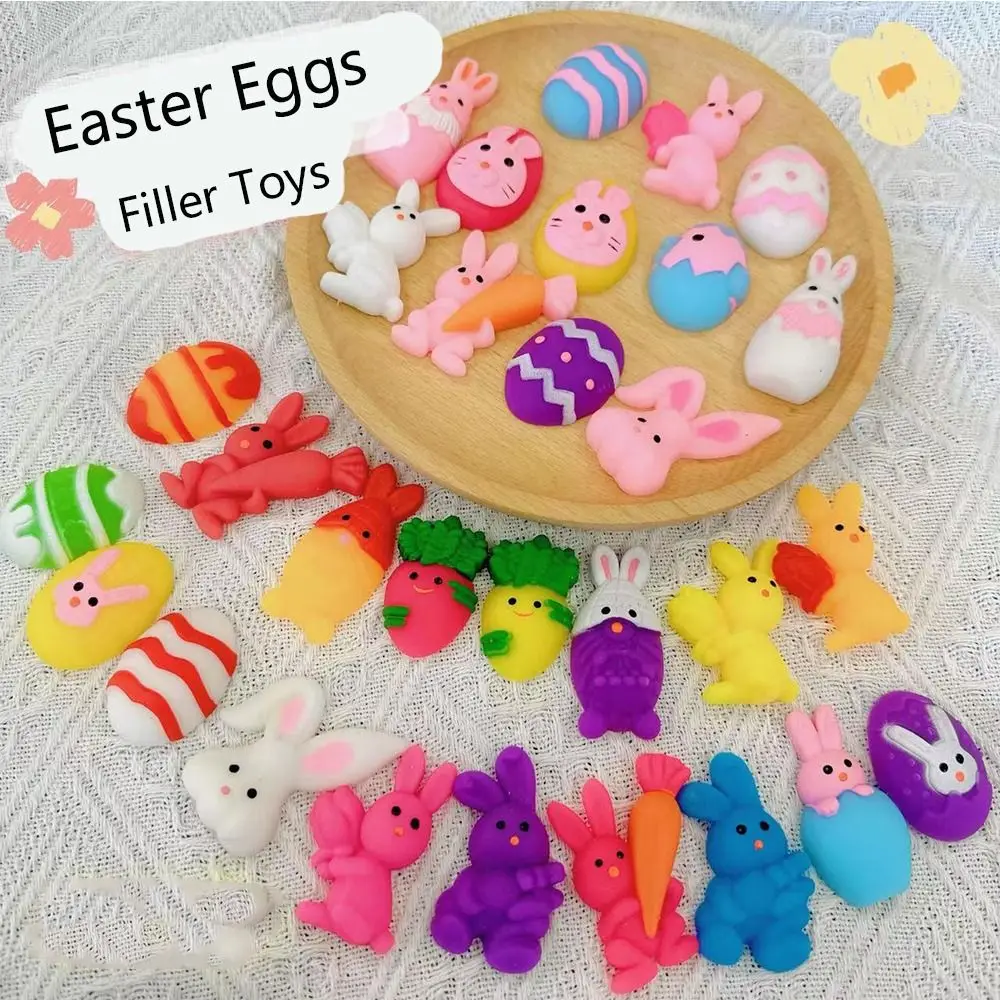 

10pcs TPR Easter Eggs Filler Toys DIY Crafts Easter Egg Chick Basket Stuffer Toy Rabbit Easter Squeeze Toy Festival