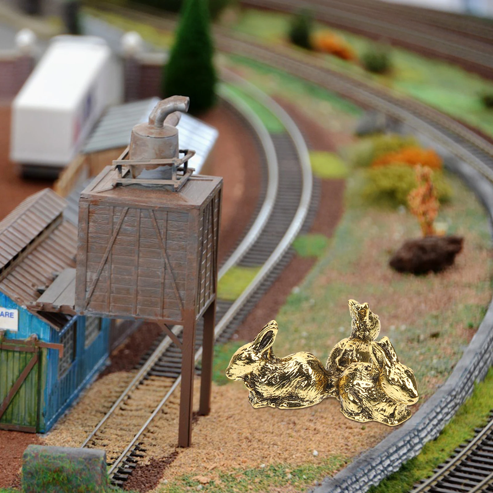 

Desktop Stand Bunny Ornament Crystal Stone Holder Decoration Stands Brass for Sphere Golden Sculpture Display Office