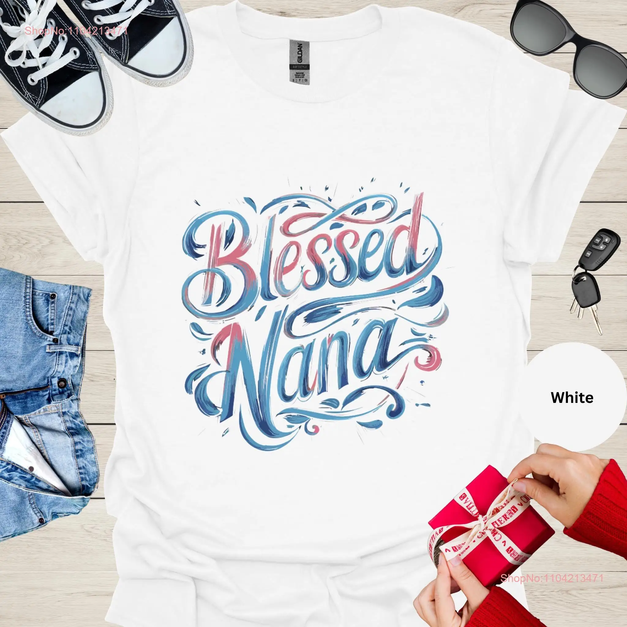 Blessed Nana T Shirt Grandmother for women oversized tees plus size shirts Mother Granny long or short sleeves