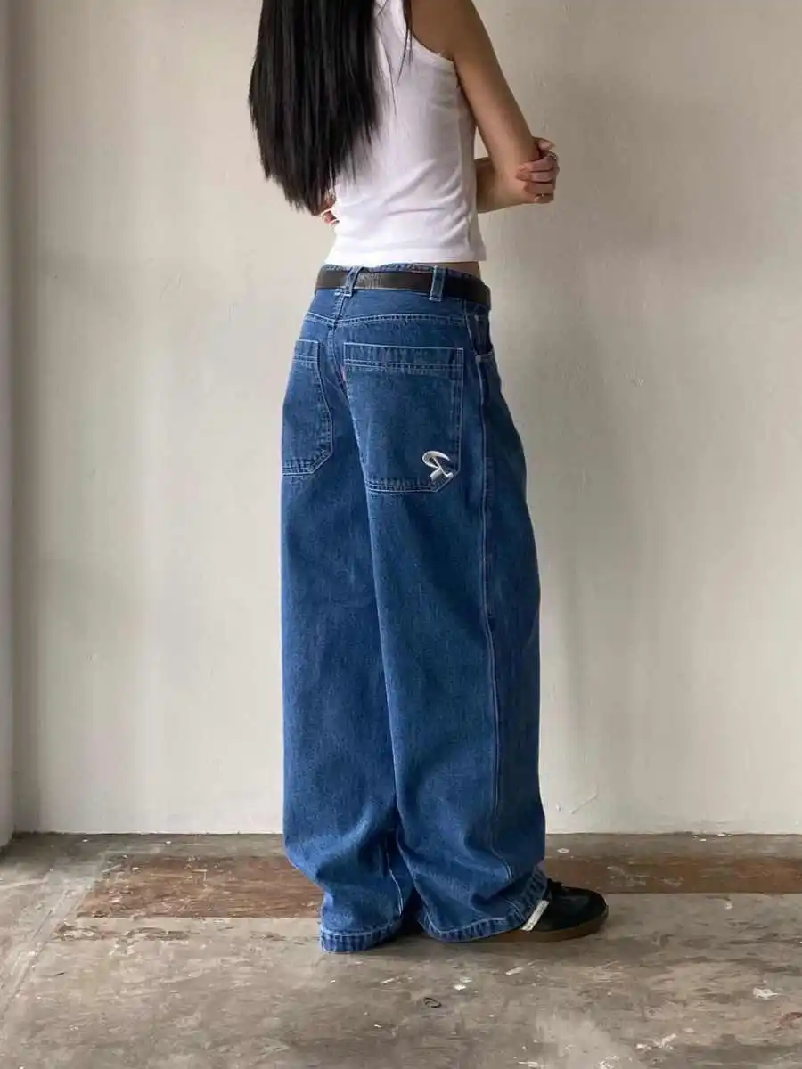 

Women Blue Y2k Boyfriend Jeans Baggy Boyfriend Jean Pants Vintage Harajuku Japanese 2000s Style Oversize Denim Trousers Clothes