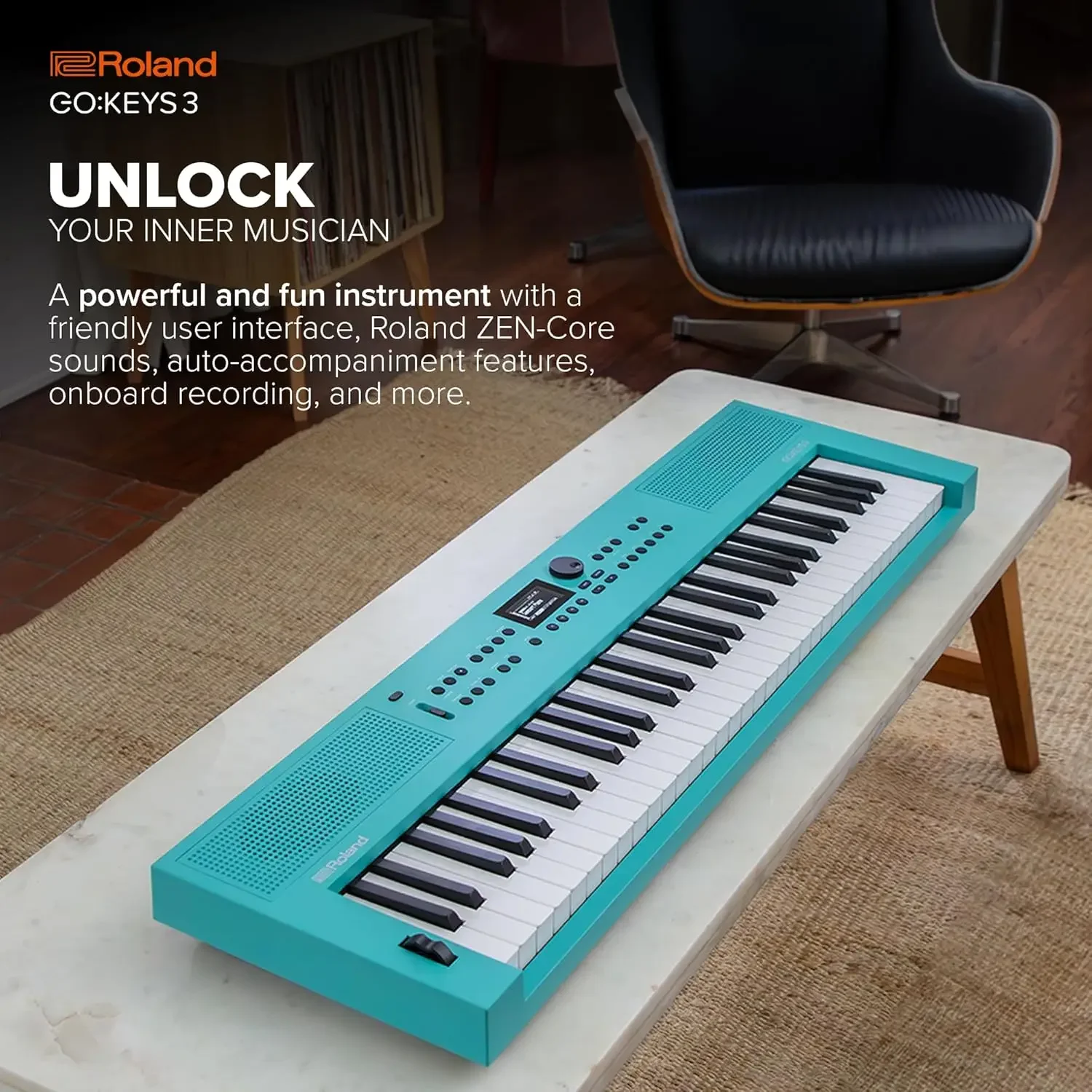 GO:KEYS 3 Music Creation Keyboard | 61-Note Keyboard | Built-In Stereo Speakers | Bluetooth Audio/MIDI Support for Music