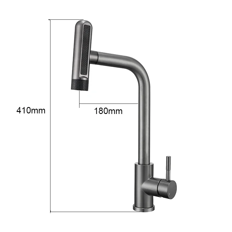 6 Mode Gray Kitchen Faucets Pull Out Rotation Waterfall Black Stream Sprayer Head Sink Mixer Brushed Nickle Water Tap Accessorie
