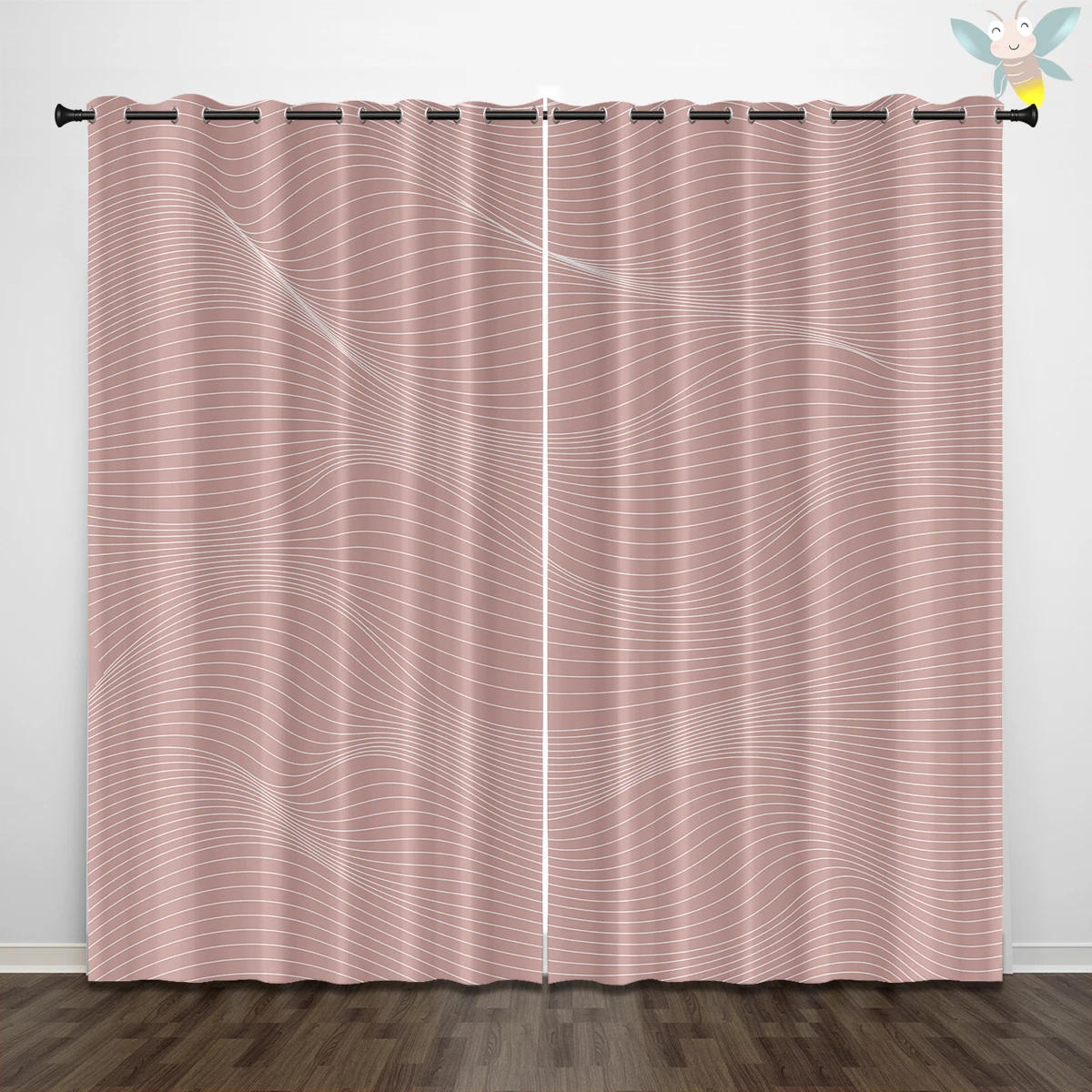 Pink striped blackout curtains Thermal Insulated Curtains for Bedroom Living Room Balcony 2PCS Total Privacy Decoration