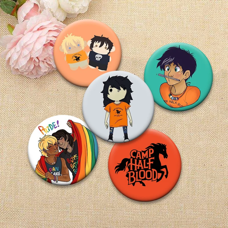 Exquisite Anime Badge Pins Solangelo Riptide Percy Jackson and The Olympians Nico Di Brooches Backpack Accessories Jewelry Gift