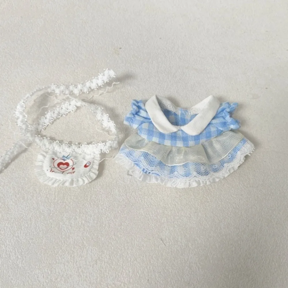 Ropa sin atributos, vestido a cuadros, ropa de algodón de 10cm, traje bonito, conjunto Mini con delantal, conjunto de accesorios
