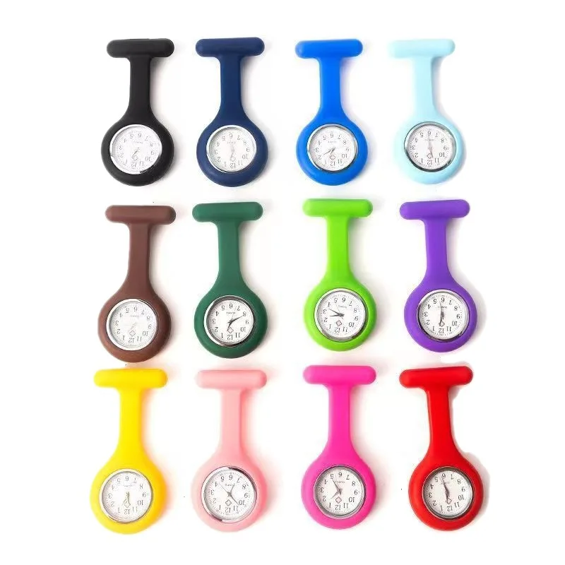 Foreign Trade Silicone Nurse Watch Student Pocket Watch Pin Pocket Watch Factory in Stock Can Be Fixedlogo Men's and Women's Wat