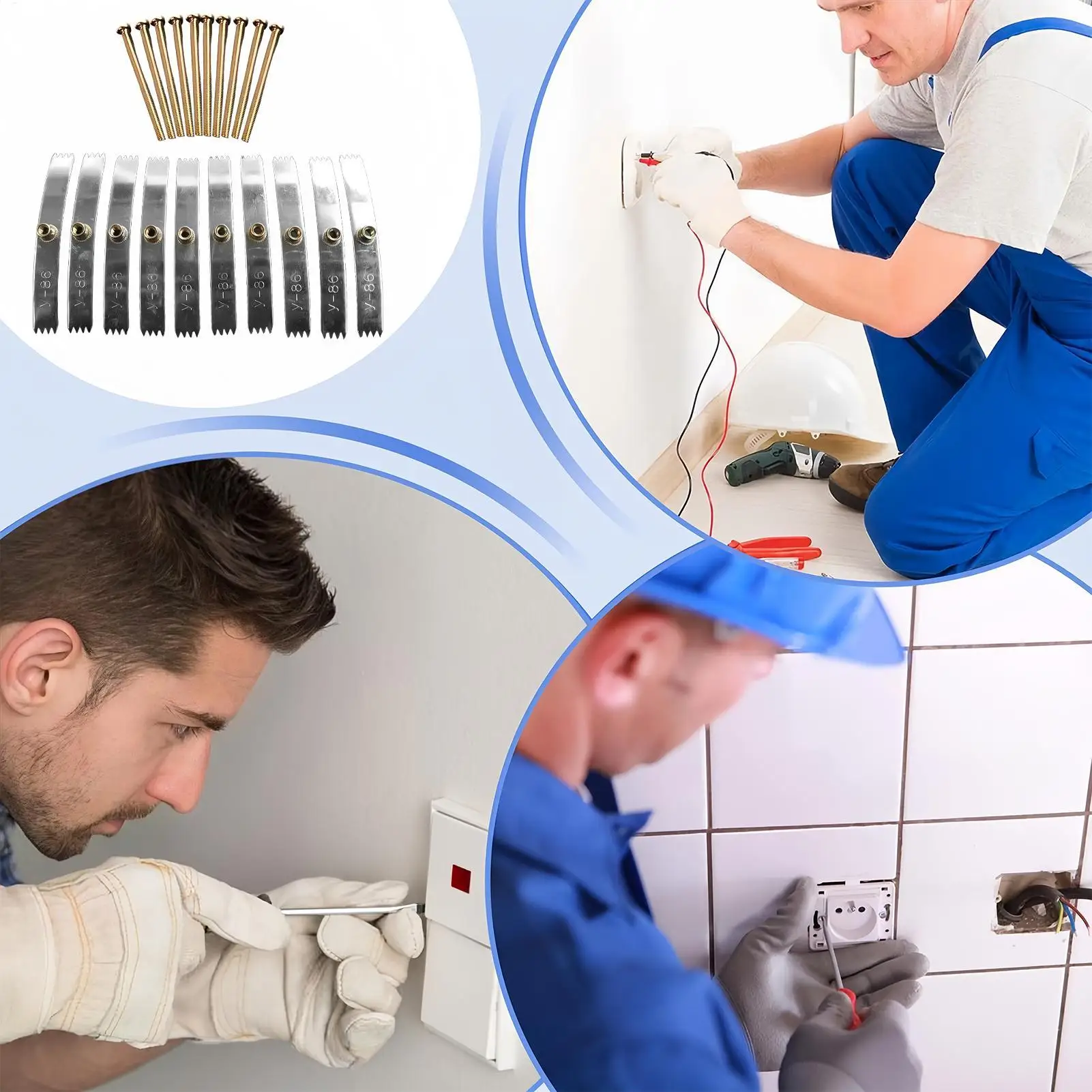 

Инструмент для ремонта скрытой коробки, 10-компонентный инструмент, ремонт электрических настенных коробок с зубцами для бытовой установки для ремонта дома