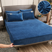 WOSRAT Warm velvet fitted sheet elastic mattress cover winter bedspreads 2 people luxury double bed bedsheet king size 160x200