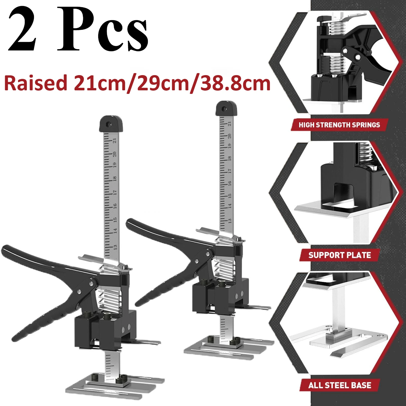 

2 шт. трудосберегающий домкрат, многофункциональное подъемное устройство с регулировкой высоты, приподнятое, 21 см/29 см/38,8 см, пара динамических нагрузок, 480 кг