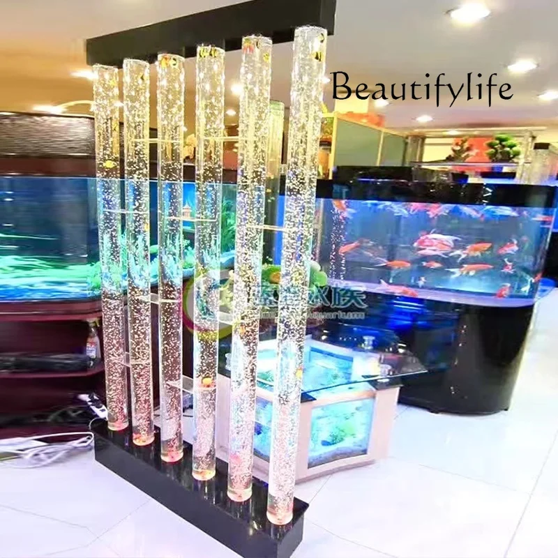 

Water curtain wall, running water screen, cylindrical acrylic cylinder, designer fashion decorative partition