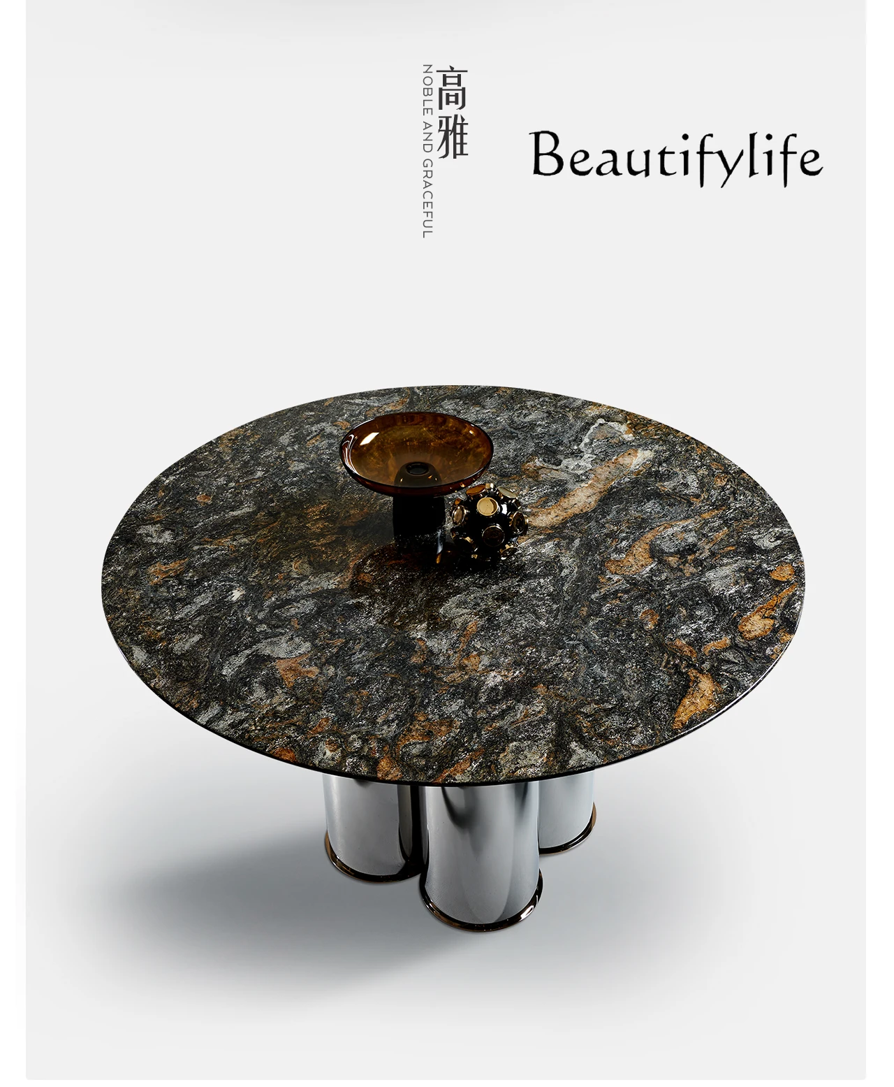 Natural Luxury Stone Dining Table round Large Apartment Light Luxury Minimalist High-End Custom Marble round Table Sets