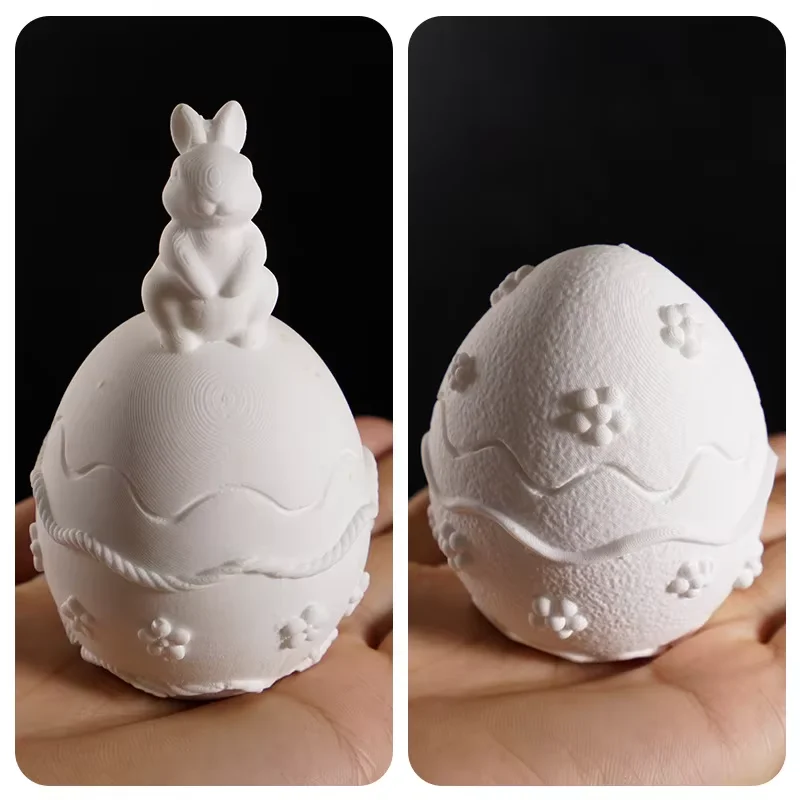 

New Easter Egg Bunny and Flower Silicone Egg-shaped Mold for Candles, Resin Charms and Whimsical Tabletop Decorations
