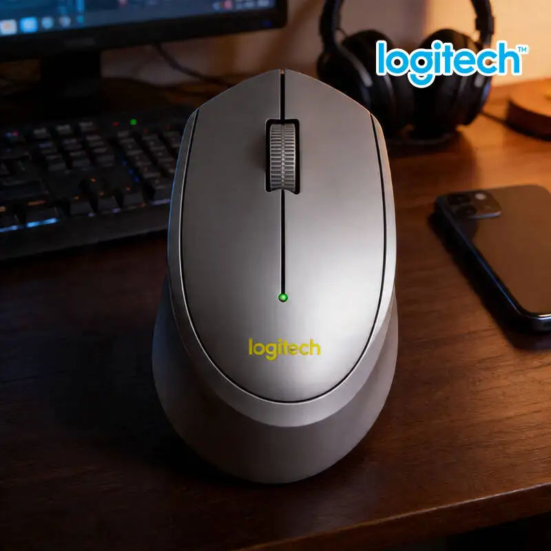 

Беспроводная мышь Logitech M330 Silent Plus с USB-приемником 2.4G, эргономичная форма, мягкая и устойчивая, для настольных ПК, офиса, ноутбуков