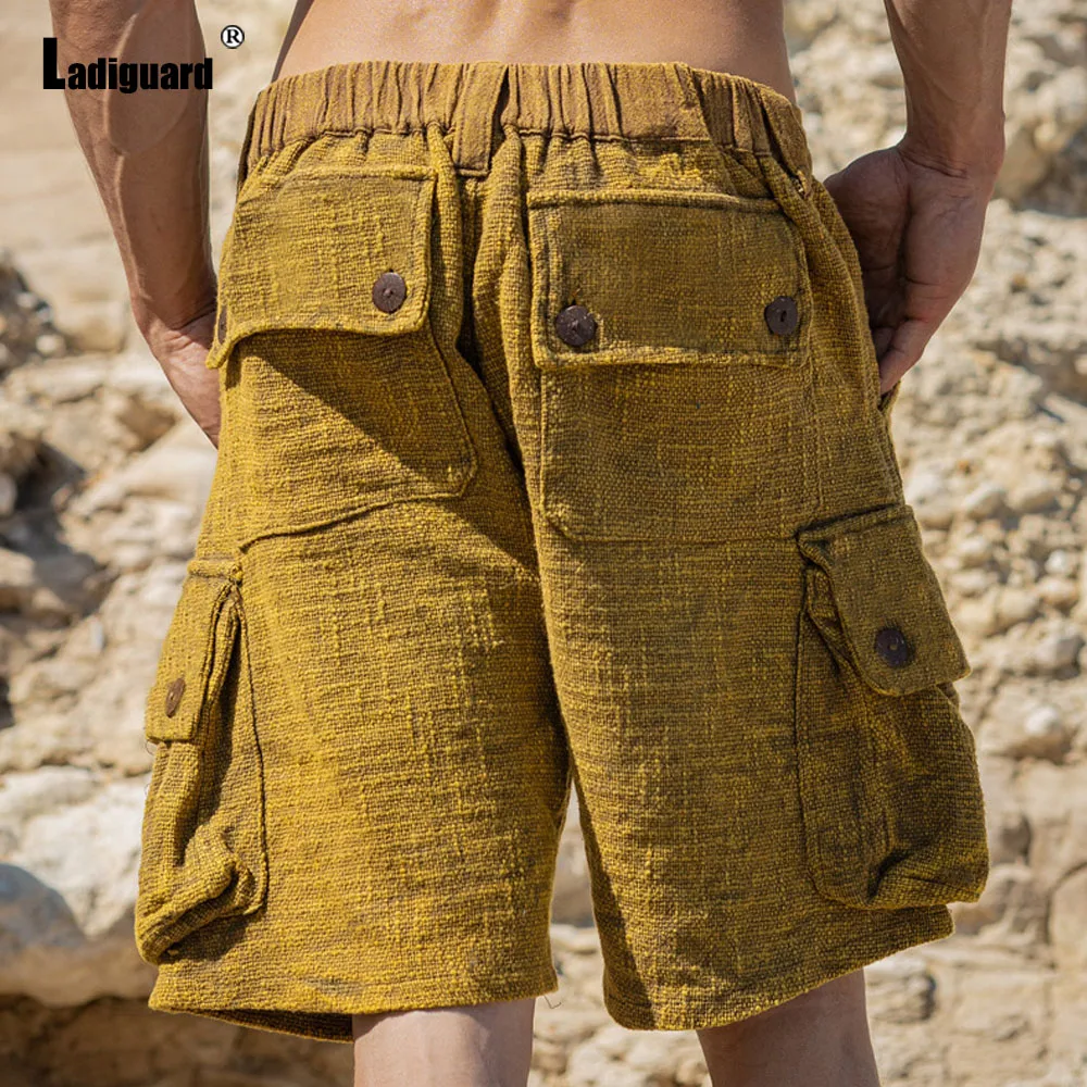 Ladiguard 2024 American and European Fashion Cargo Shorts Latest Summer Multi-pockets Short Pants Male Casual Skinny Beachwear