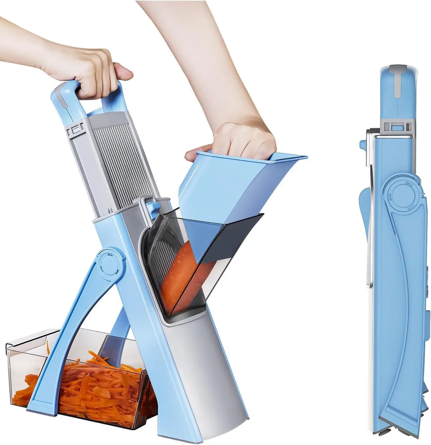 

Многофункциональная регулируемая овощерезка-мандолина 5-в-1 для кухни, измельчитель овощей и картофеля с регулировкой толщины, для быстрого приготовления блюд