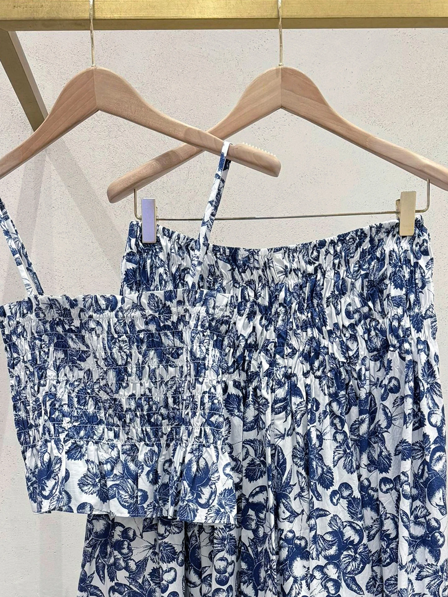 

M Home Nan You High End Women's Summer Print ter Top Skirt Set Polyester Fiber Two Piece Suit for Ages 25 to 35