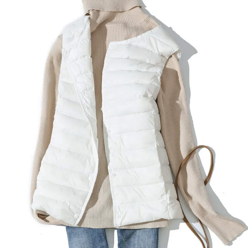 Ultra Light White Duck Down Vest Coat Parkas 2025 Autumn Winter Women Sleeveless Down Waistcoat Jacket Ladies Short Tank Tops