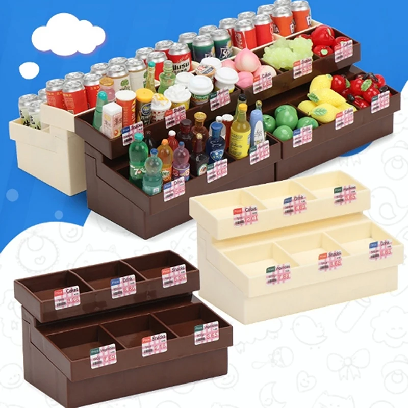 Un juego de exhibición de supermercado en miniatura para casa de muñecas 1/12; Soporte de pan en miniatura para decoración de casa de muñecas
