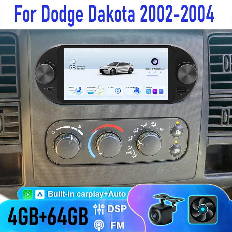 

6.8'' 4+64GB For Dodge Dakota 2002-2004 Car Radio GPS BT 2DIN Head Unit Wireless Carplay Steering wheel control Android 15 Auto