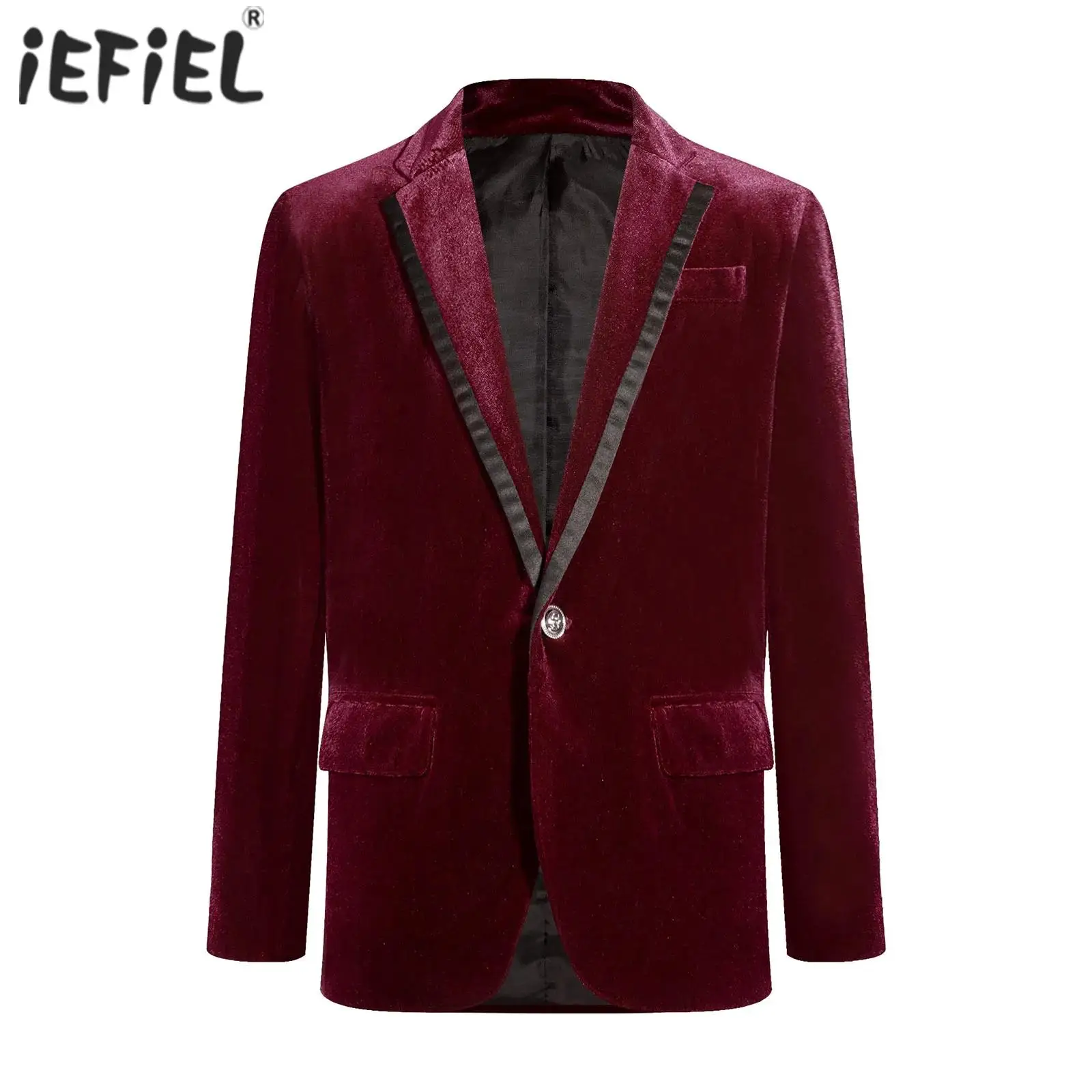 Kids Boys Velvet Gentleman Jacket Blazer Children Suit Jacket Casual Formal Coat 2-Button Outerwear Wedding Birthday Party Prom